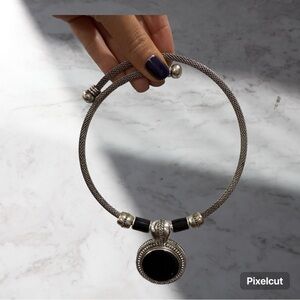 Vintage Kenneth Cole Silver and Black Pendant Necklace